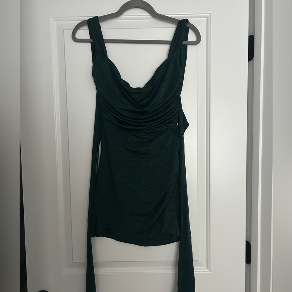 Ruched Bodycon Dress in Heather Green